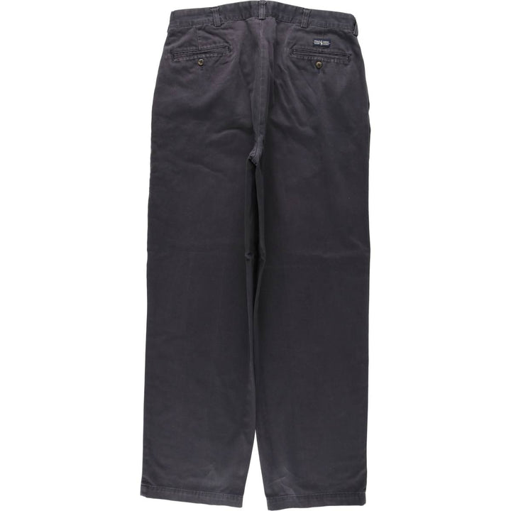 Ralph Lauren POLO by Ralph Lauren ANDREW PANT, two-pleat chino pants, men's, W35 equivalent cotton navy blue type Vintage Second Hand