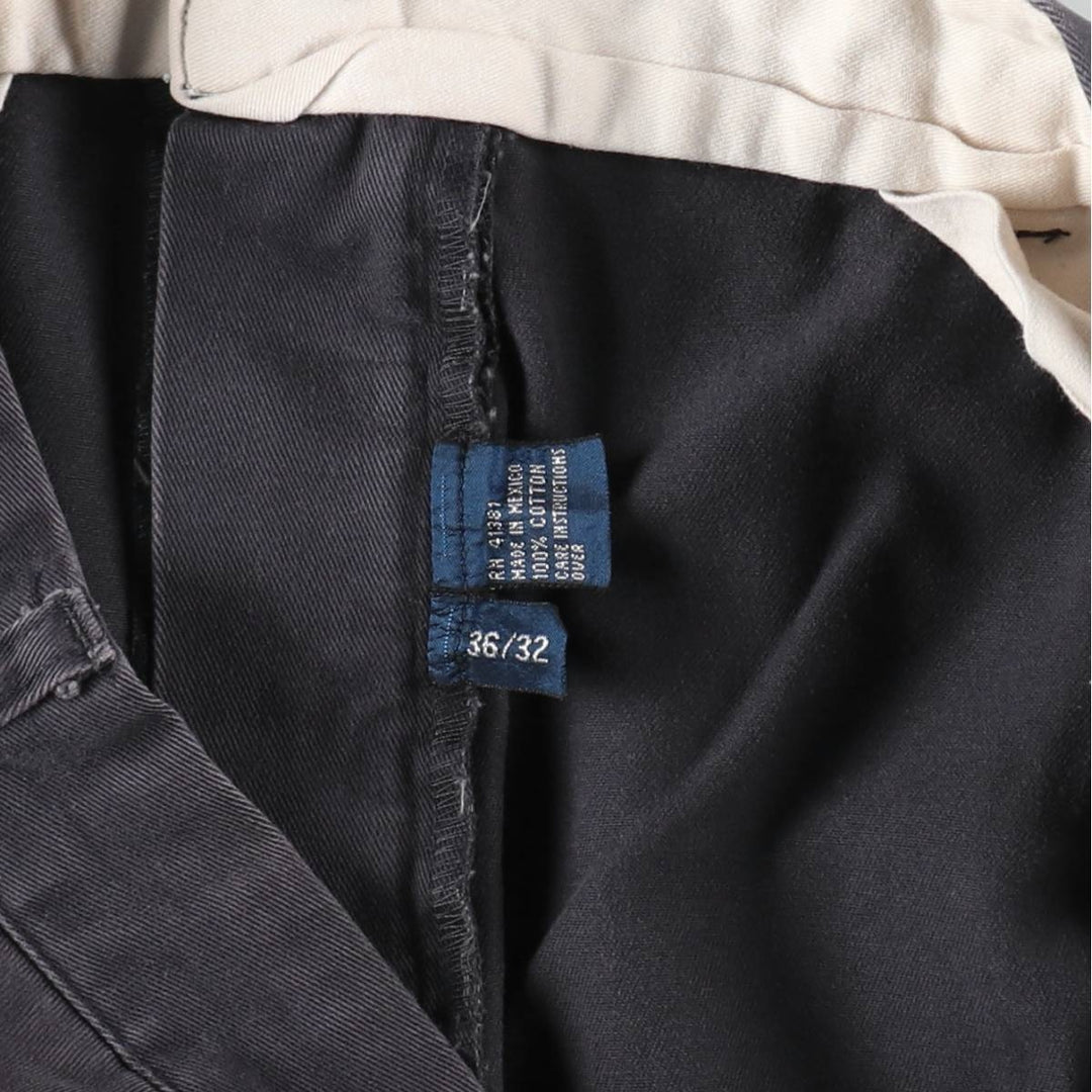 Ralph Lauren POLO by Ralph Lauren ANDREW PANT, two-pleat chino pants, men's, W35 equivalent cotton navy blue type Vintage Second Hand