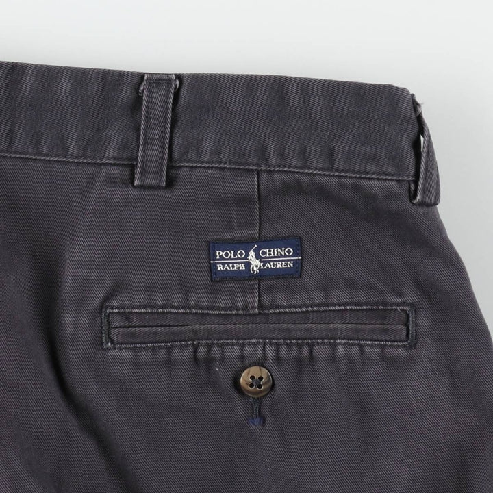 Ralph Lauren POLO by Ralph Lauren ANDREW PANT, two-pleat chino pants, men's, W35 equivalent cotton navy blue type Vintage Second Hand