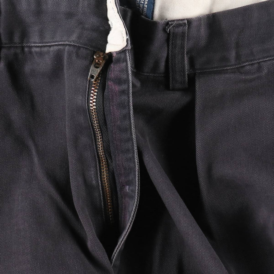Ralph Lauren POLO by Ralph Lauren ANDREW PANT, two-pleat chino pants, men's, W35 equivalent cotton navy blue type Vintage Second Hand