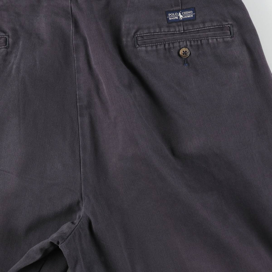 Ralph Lauren POLO by Ralph Lauren ANDREW PANT, two-pleat chino pants, men's, W35 equivalent cotton navy blue type Vintage Second Hand