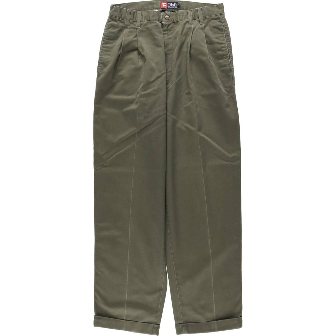 Ralph Lauren CHAPS Two-Pleat Chino Pants, Men's Size W30 (approx.) cotton Khaki type Vintage Second Hand