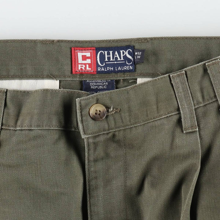 Ralph Lauren CHAPS Two-Pleat Chino Pants, Men's Size W30 (approx.) cotton Khaki type Vintage Second Hand