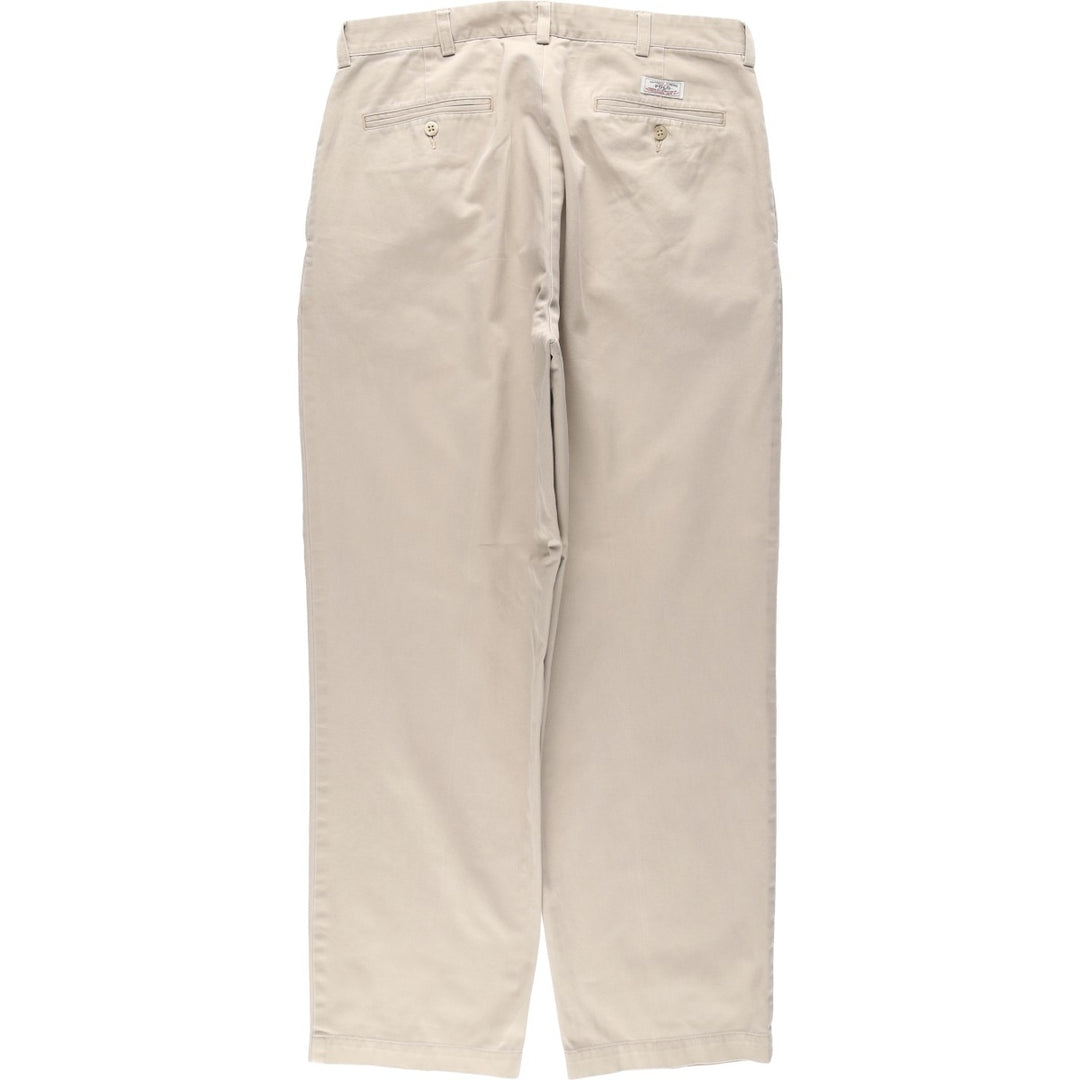 Ralph Lauren POLO by Ralph Lauren ANDREW PANT, two-pleat chino pants, men's, W35 equivalent cotton Beige type Vintage Second Hand