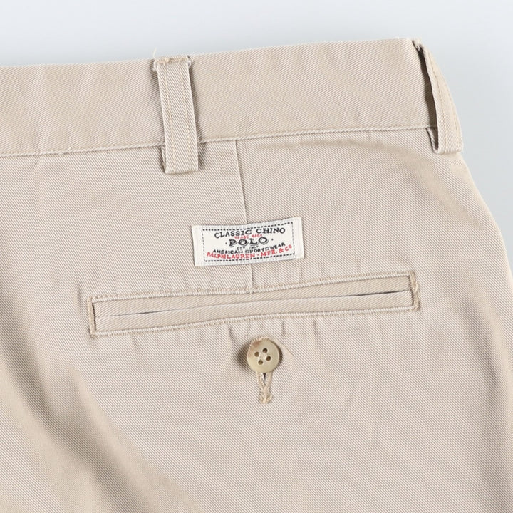 Ralph Lauren POLO by Ralph Lauren ANDREW PANT, two-pleat chino pants, men's, W35 equivalent cotton Beige type Vintage Second Hand