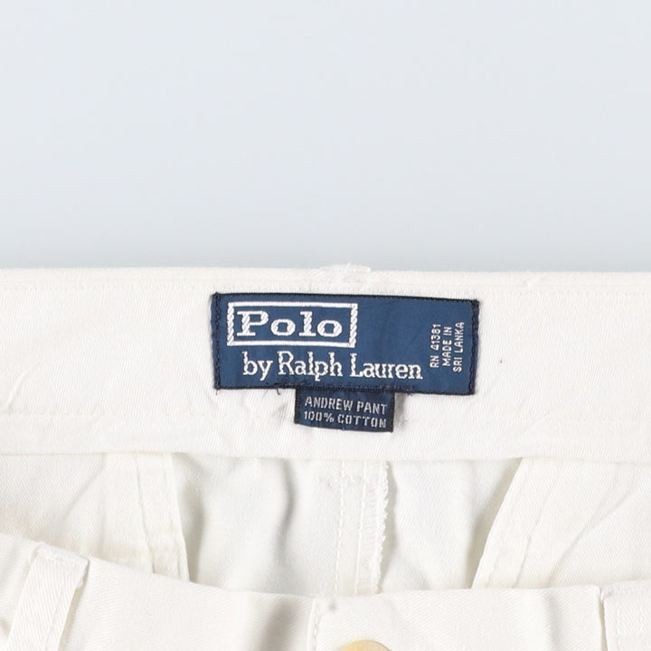 Ralph Lauren POLO by Ralph Lauren ANDREW PANT Two-pleat chino pants for men, equivalent to W31 cotton white type Vintage Second Hand