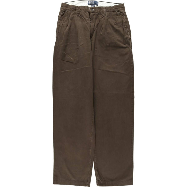 Ralph Lauren POLO by Ralph Lauren ANDREW PANT Two-pleat chino pants for men, equivalent to W31 cotton brown type Vintage Second Hand