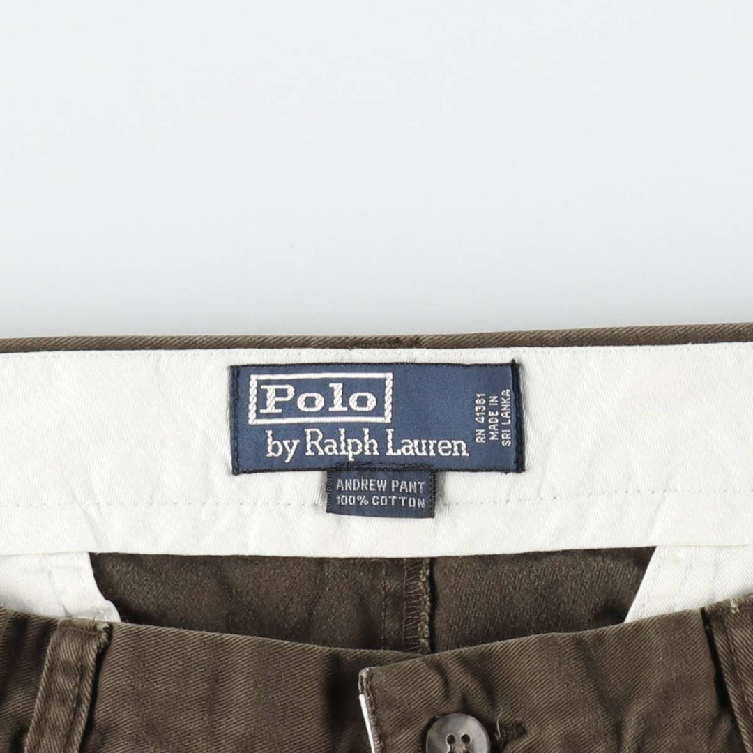 Ralph Lauren POLO by Ralph Lauren ANDREW PANT Two-pleat chino pants for men, equivalent to W31 cotton brown type Vintage Second Hand