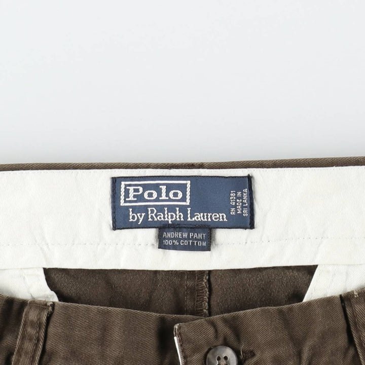 Ralph Lauren POLO by Ralph Lauren ANDREW PANT Two-pleat chino pants for men, equivalent to W31 cotton brown type Vintage Second Hand