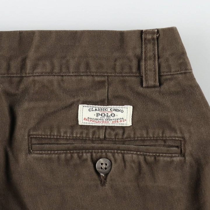 Ralph Lauren POLO by Ralph Lauren ANDREW PANT Two-pleat chino pants for men, equivalent to W31 cotton brown type Vintage Second Hand
