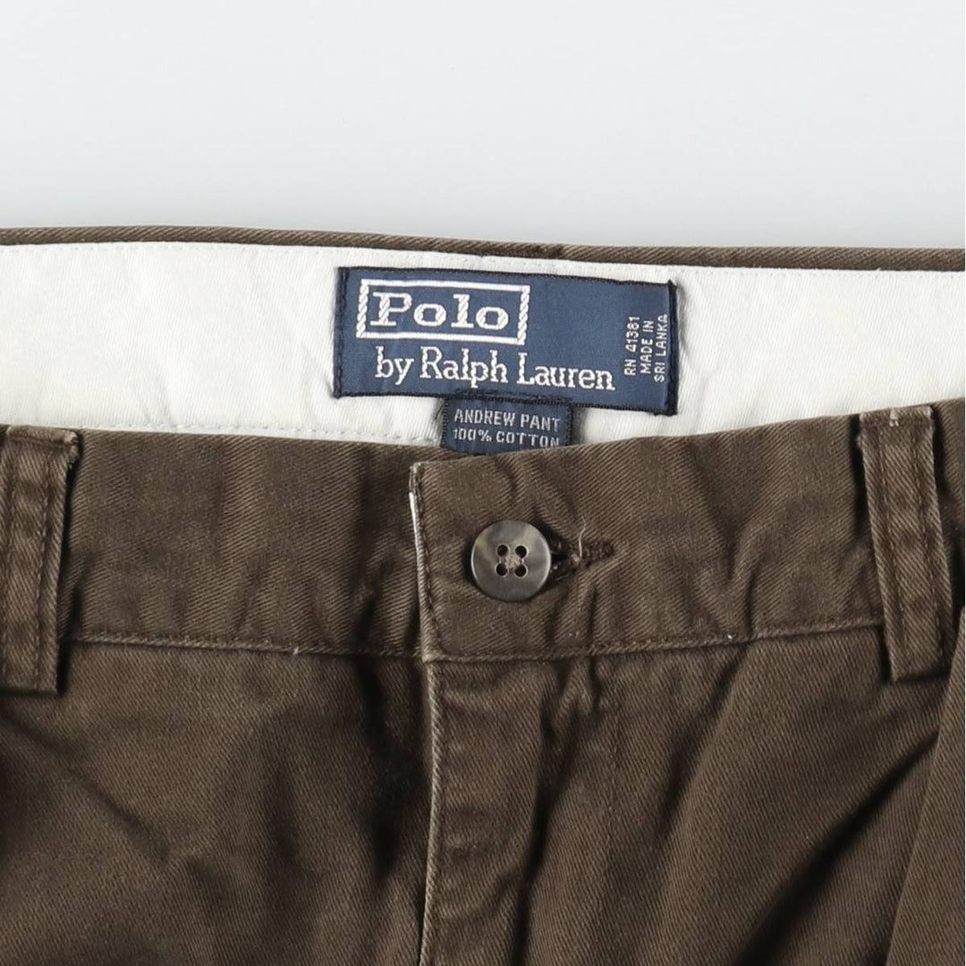 Ralph Lauren POLO by Ralph Lauren ANDREW PANT Two-pleat chino pants for men, equivalent to W31 cotton brown type Vintage Second Hand