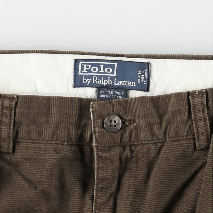 Ralph Lauren POLO by Ralph Lauren ANDREW PANT Two-pleat chino pants for men, equivalent to W31 cotton brown type Vintage Second Hand