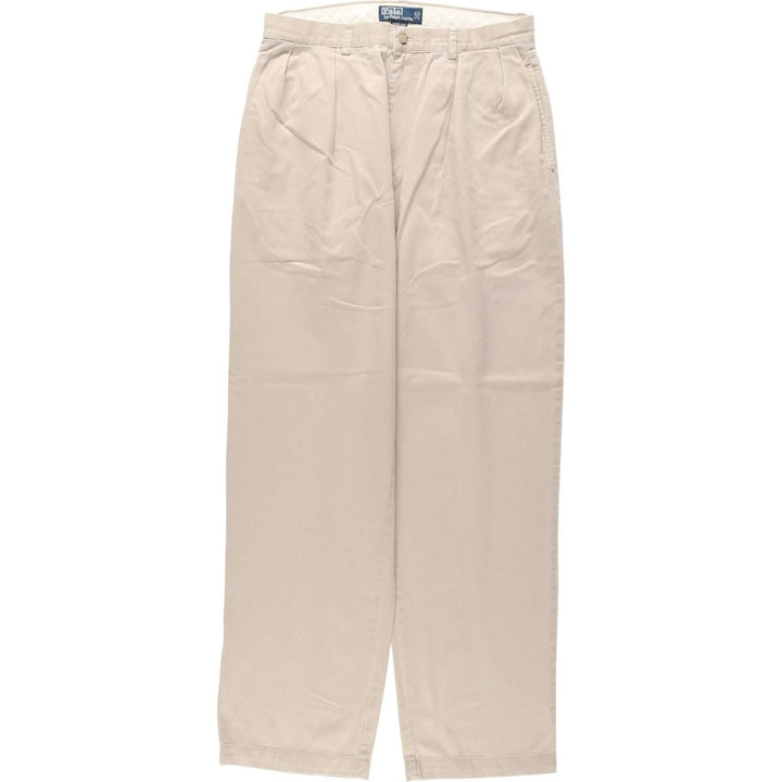 Ralph Lauren POLO by Ralph Lauren ANDREW PANT, two-pleat chino pants, men's, W32 equivalent cotton Beige type Vintage Second Hand