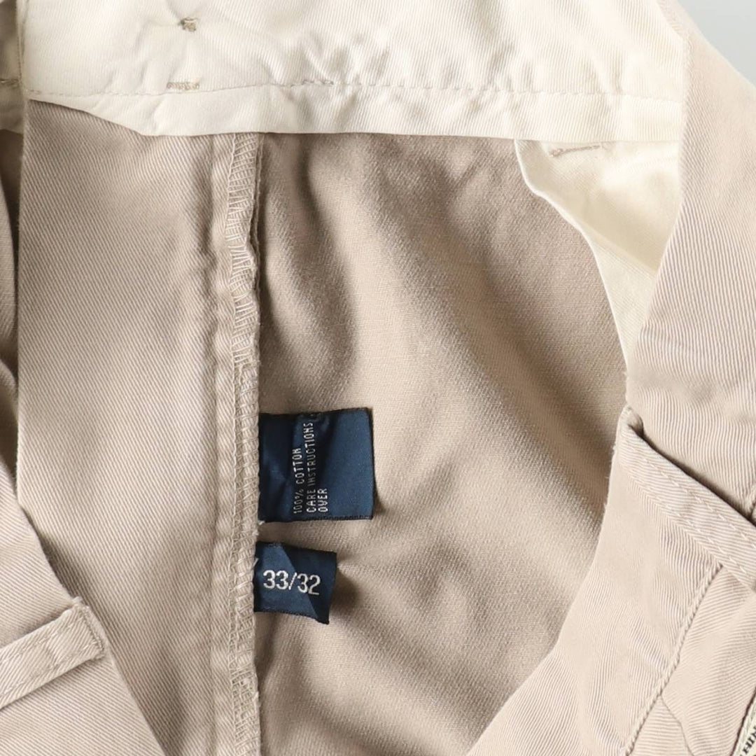 Ralph Lauren POLO by Ralph Lauren ANDREW PANT, two-pleat chino pants, men's, W32 equivalent cotton Beige type Vintage Second Hand