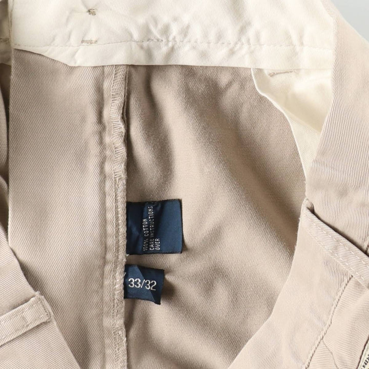 Ralph Lauren POLO by Ralph Lauren ANDREW PANT, two-pleat chino pants, men's, W32 equivalent cotton Beige type Vintage Second Hand