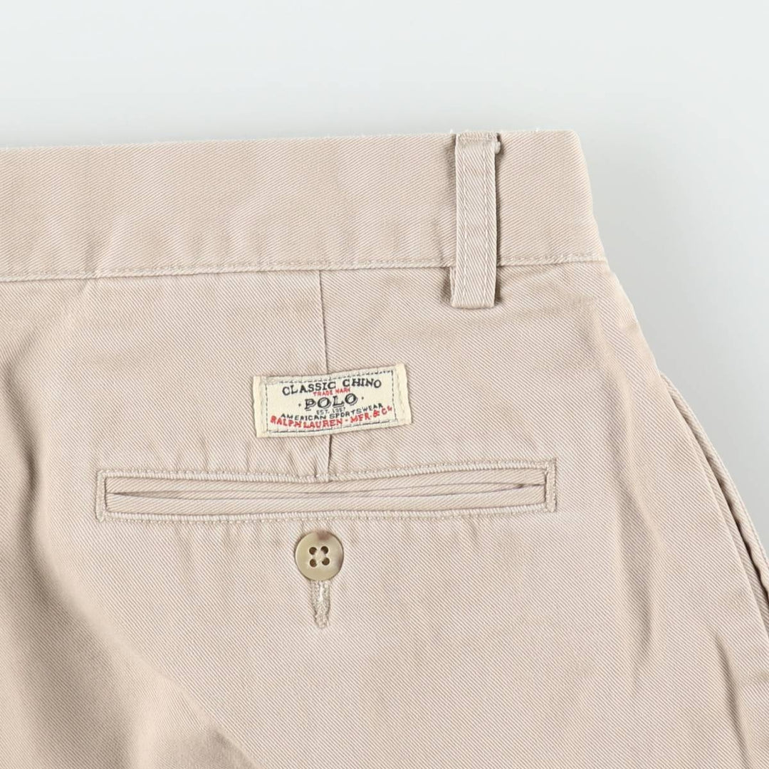 Ralph Lauren POLO by Ralph Lauren ANDREW PANT, two-pleat chino pants, men's, W32 equivalent cotton Beige type Vintage Second Hand