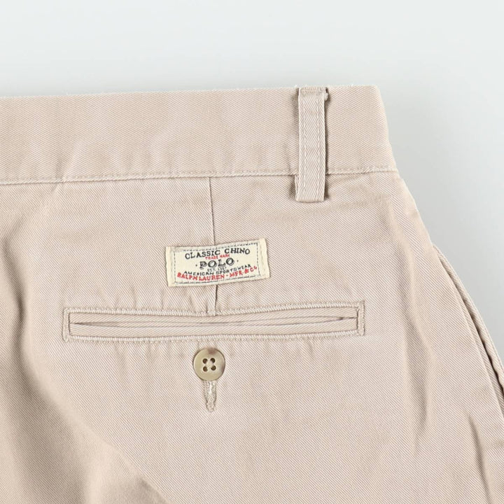 Ralph Lauren POLO by Ralph Lauren ANDREW PANT, two-pleat chino pants, men's, W32 equivalent cotton Beige type Vintage Second Hand