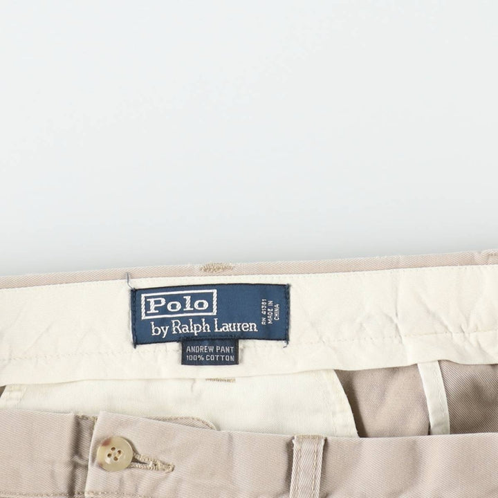 Ralph Lauren POLO by Ralph Lauren ANDREW PANT Two-pleat chino pants for men, equivalent to w36 cotton Beige type Vintage Second Hand