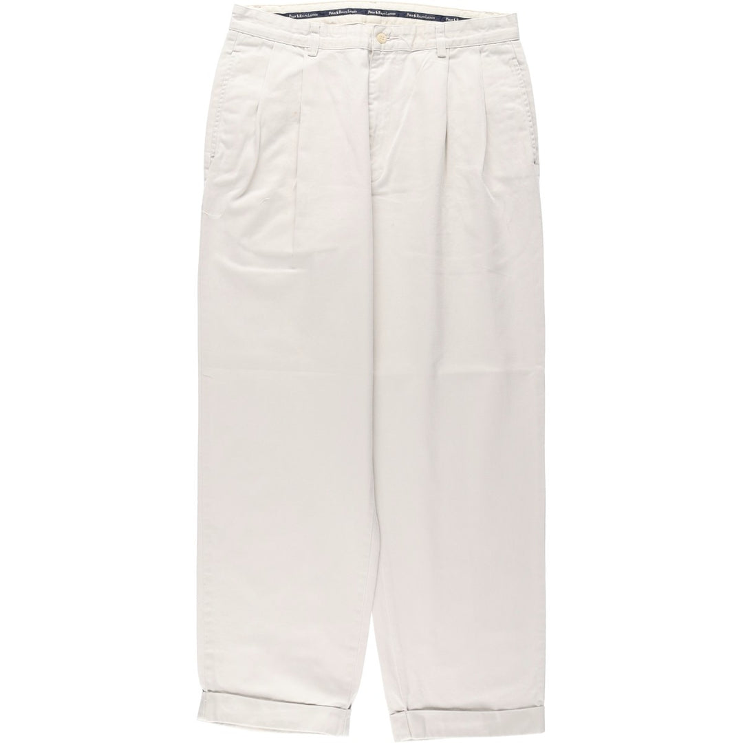 Ralph Lauren Polo Ralph Lauren Two-pleat Chino Pants for Men, W33 equivalent cotton pale white type Vintage Second Hand