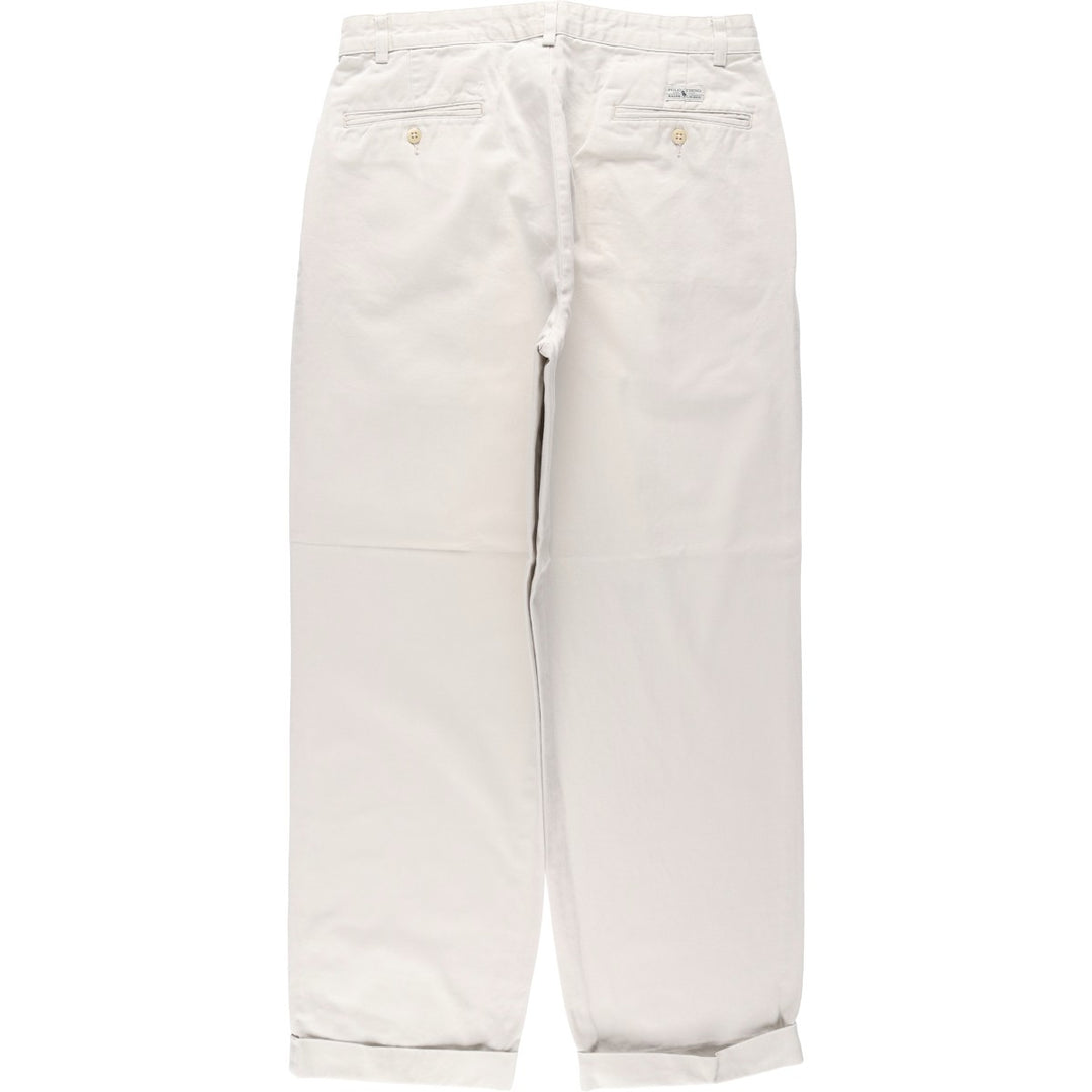 Ralph Lauren Polo Ralph Lauren Two-pleat Chino Pants for Men, W33 equivalent cotton pale white type Vintage Second Hand