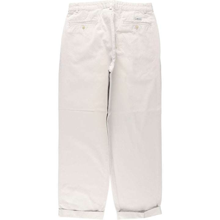 Ralph Lauren Polo Ralph Lauren Two-pleat Chino Pants for Men, W33 equivalent cotton pale white type Vintage Second Hand