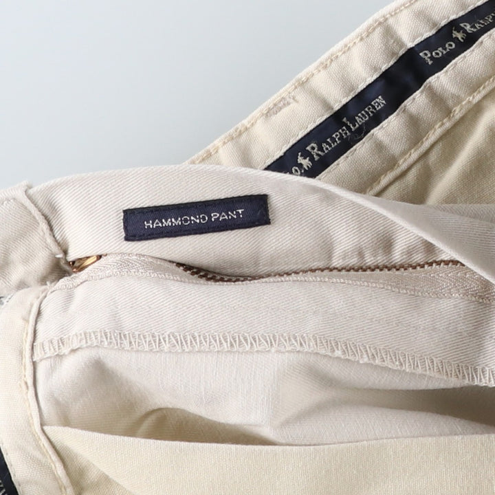 Ralph Lauren Polo Ralph Lauren Two-pleat Chino Pants for Men, W33 equivalent cotton pale white type Vintage Second Hand