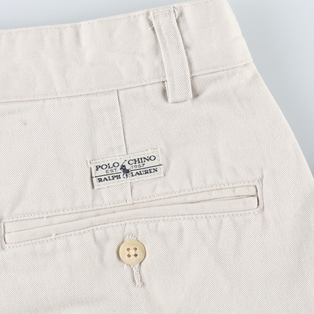 Ralph Lauren Polo Ralph Lauren Two-pleat Chino Pants for Men, W33 equivalent cotton pale white type Vintage Second Hand