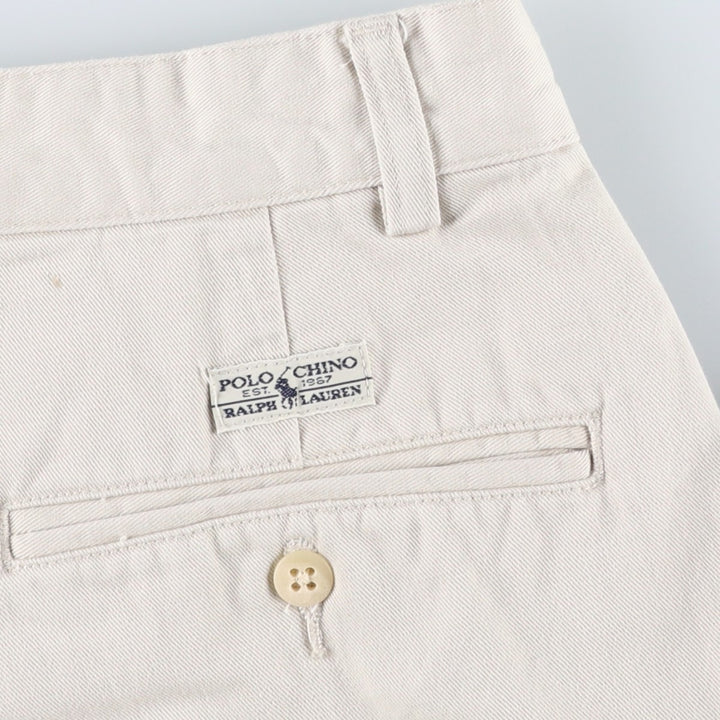 Ralph Lauren Polo Ralph Lauren Two-pleat Chino Pants for Men, W33 equivalent cotton pale white type Vintage Second Hand