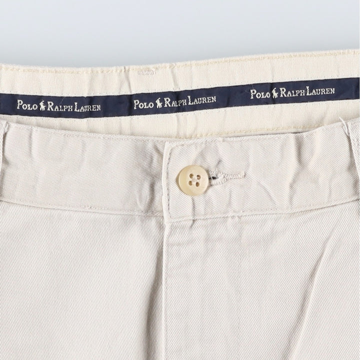 Ralph Lauren Polo Ralph Lauren Two-pleat Chino Pants for Men, W33 equivalent cotton pale white type Vintage Second Hand