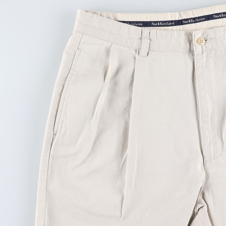 Ralph Lauren Polo Ralph Lauren Two-pleat Chino Pants for Men, W33 equivalent cotton pale white type Vintage Second Hand