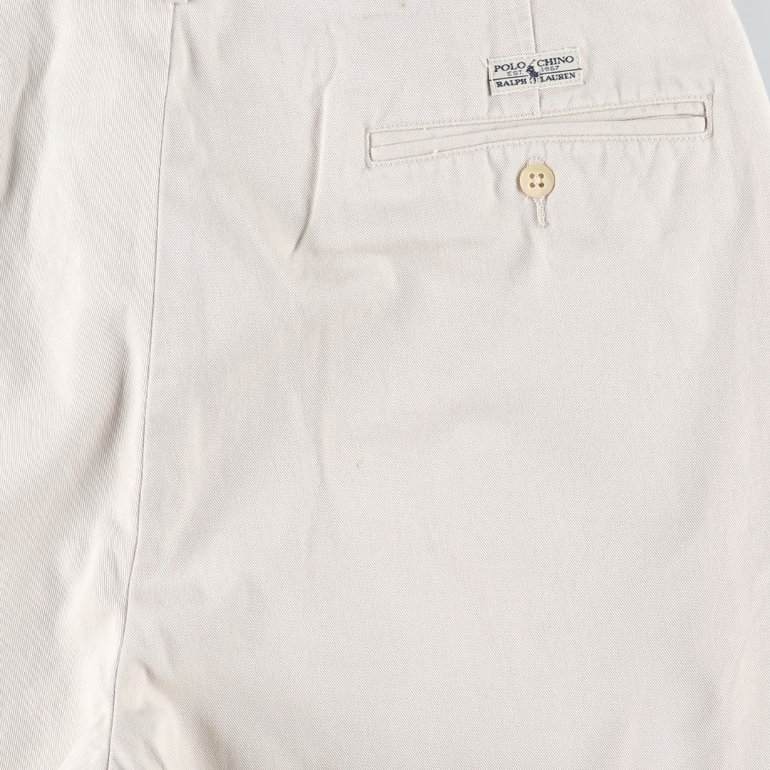 Ralph Lauren Polo Ralph Lauren Two-pleat Chino Pants for Men, W33 equivalent cotton pale white type Vintage Second Hand