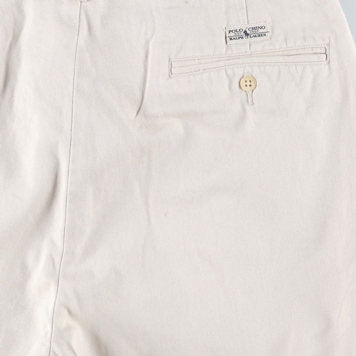 Ralph Lauren Polo Ralph Lauren Two-pleat Chino Pants for Men, W33 equivalent cotton pale white type Vintage Second Hand