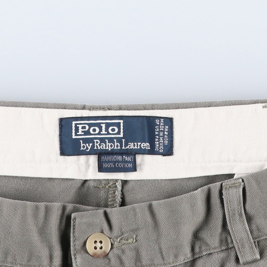 Ralph Lauren POLO by Ralph Lauren HAMMOND PANT, two-pleat chino pants, men's w36 equivalent cotton Khaki type sage green Vintage Second Hand