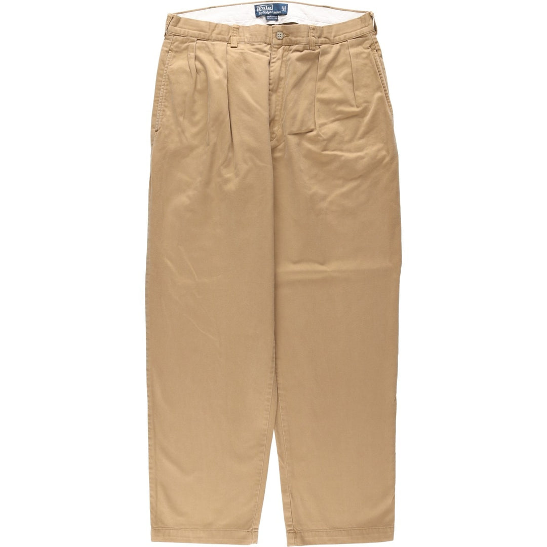 Ralph Lauren POLO by Ralph Lauren ANDREWPANT Two-Pleat Chino Pants, Men's Size W34 (approx.) cotton beige type brown Vintage Second Hand