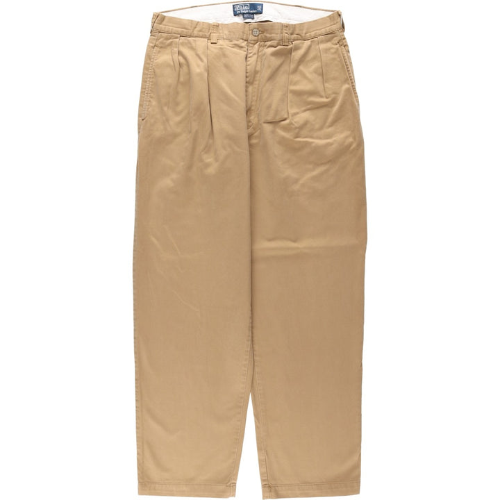 Ralph Lauren POLO by Ralph Lauren ANDREWPANT Two-Pleat Chino Pants, Men's Size W34 (approx.) cotton beige type brown Vintage Second Hand