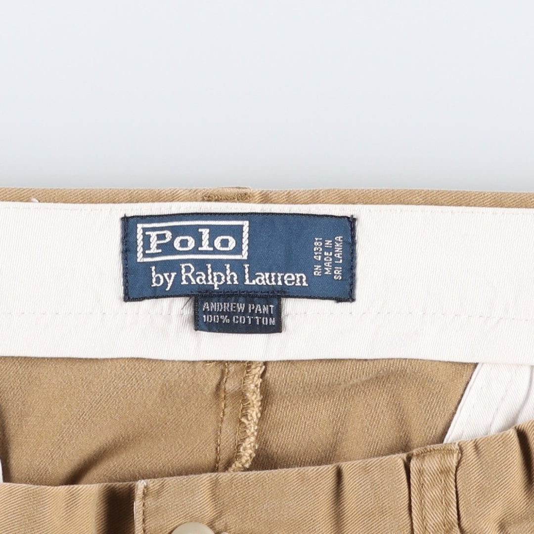 Ralph Lauren POLO by Ralph Lauren ANDREWPANT Two-Pleat Chino Pants, Men's Size W34 (approx.) cotton beige type brown Vintage Second Hand