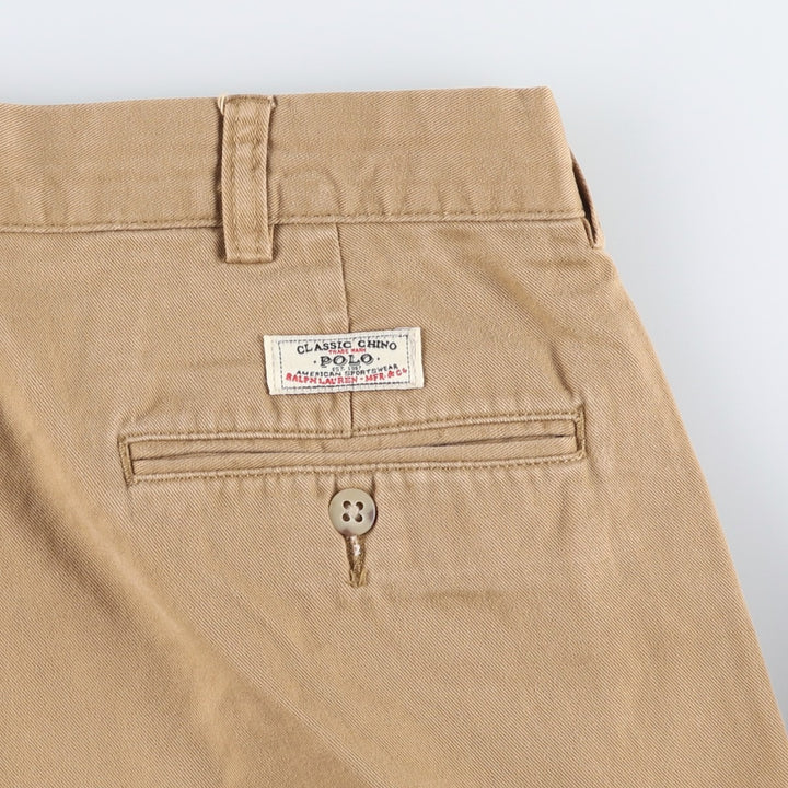 Ralph Lauren POLO by Ralph Lauren ANDREWPANT Two-Pleat Chino Pants, Men's Size W34 (approx.) cotton beige type brown Vintage Second Hand