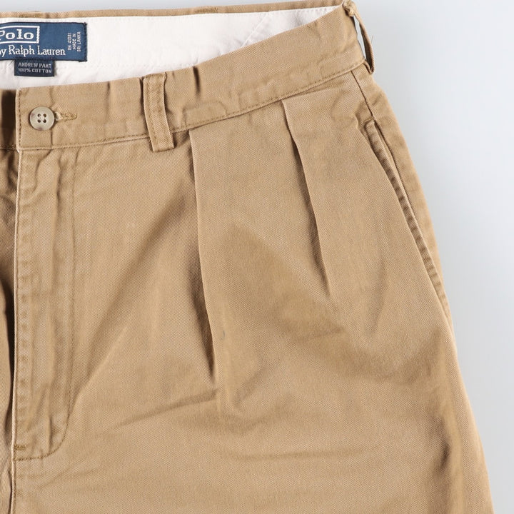 Ralph Lauren POLO by Ralph Lauren ANDREWPANT Two-Pleat Chino Pants, Men's Size W34 (approx.) cotton beige type brown Vintage Second Hand