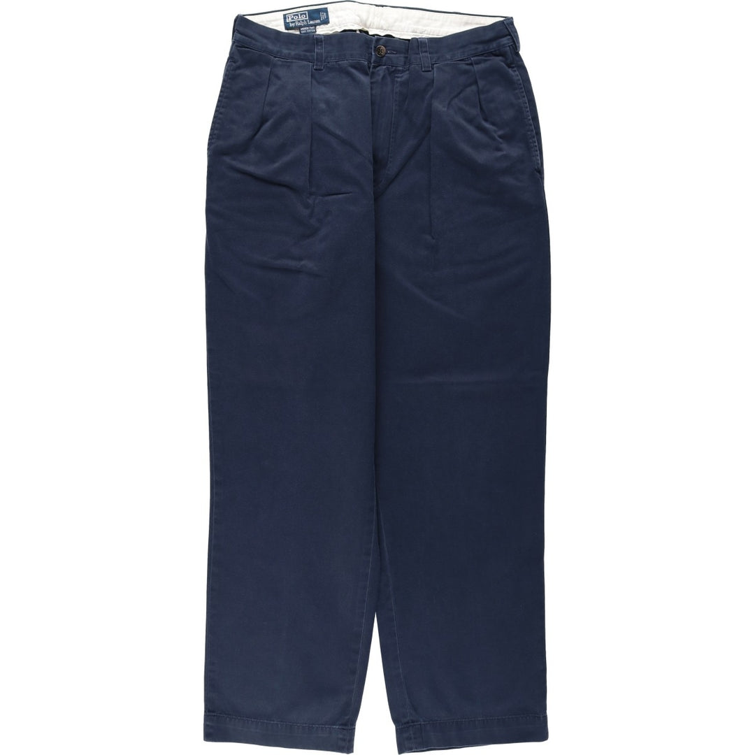 Ralph Lauren Polo Ralph Lauren Andrew Pant Two-pleat Chino Pants Men's Size W34 cotton navy blue type Vintage Second Hand