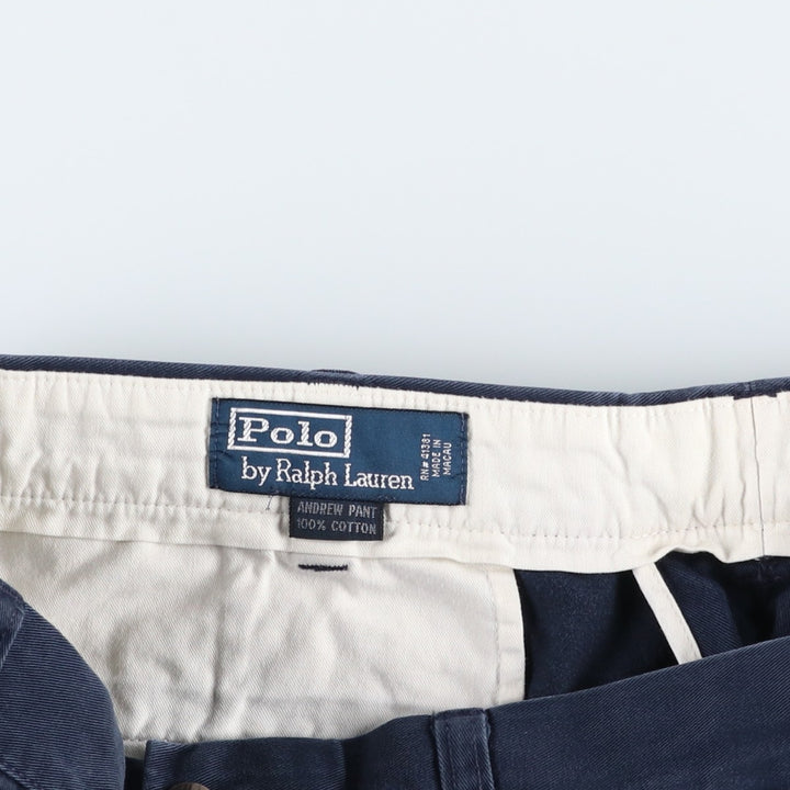 Ralph Lauren Polo Ralph Lauren Andrew Pant Two-pleat Chino Pants Men's Size W34 cotton navy blue type Vintage Second Hand