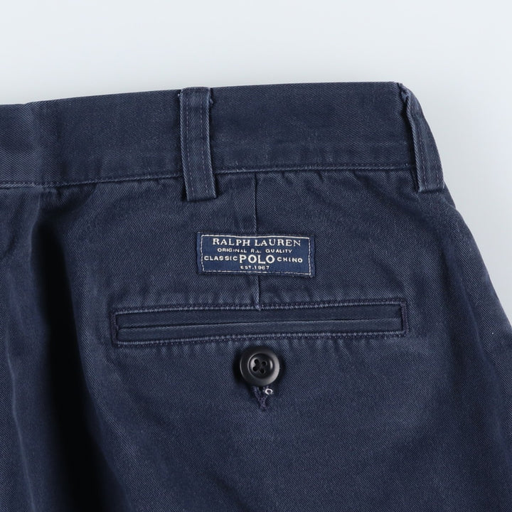Ralph Lauren Polo Ralph Lauren Andrew Pant Two-pleat Chino Pants Men's Size W34 cotton navy blue type Vintage Second Hand