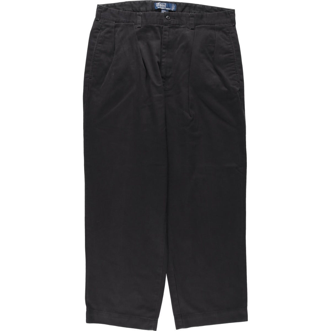 Ralph Lauren POLO by Ralph Lauren ANDREWPANT Two-Pleat Chino Pants, Men's Size W36 (approx.) cotton black type Vintage Second Hand