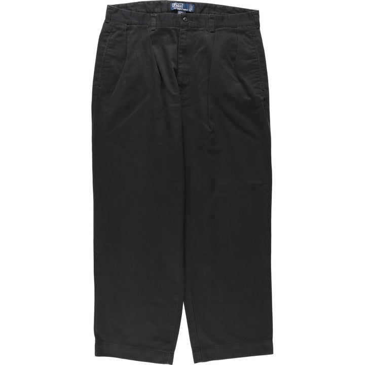 Ralph Lauren POLO by Ralph Lauren ANDREWPANT Two-Pleat Chino Pants, Men's Size W36 (approx.) cotton black type Vintage Second Hand