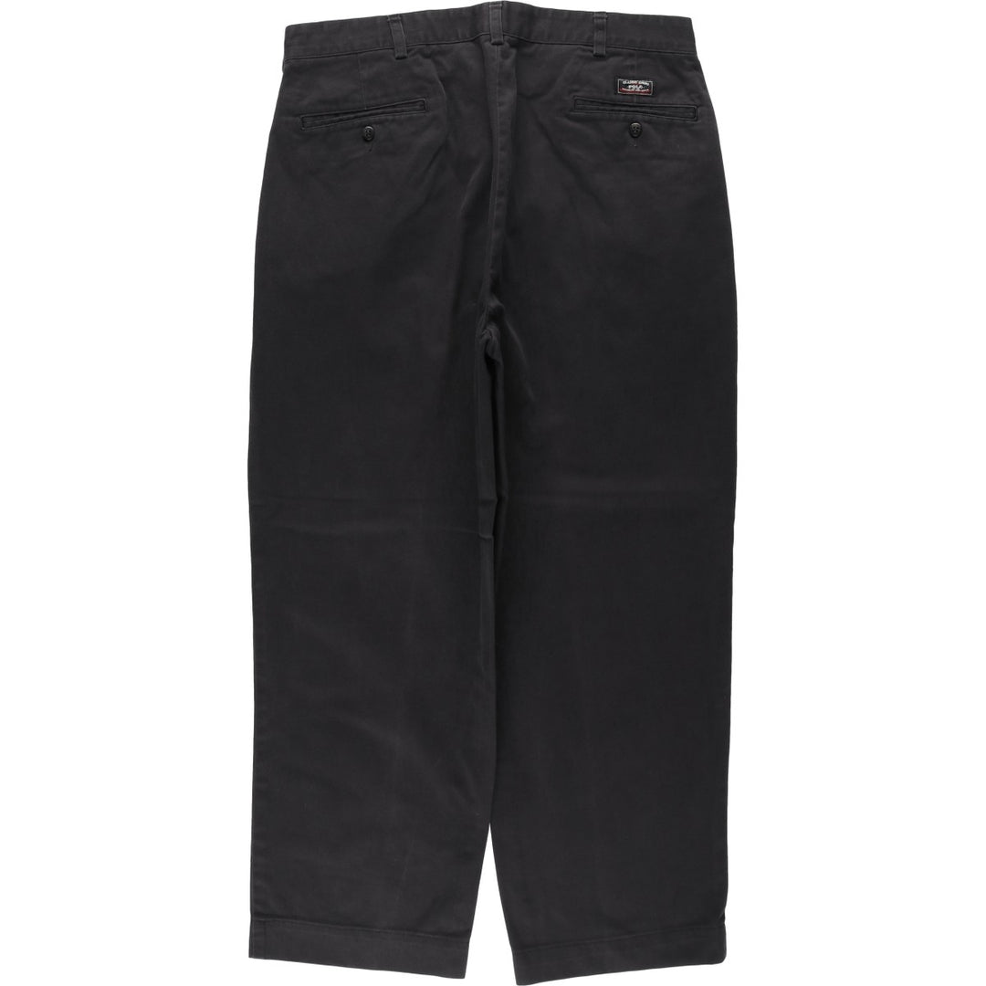 Ralph Lauren POLO by Ralph Lauren ANDREWPANT Two-Pleat Chino Pants, Men's Size W36 (approx.) cotton black type Vintage Second Hand