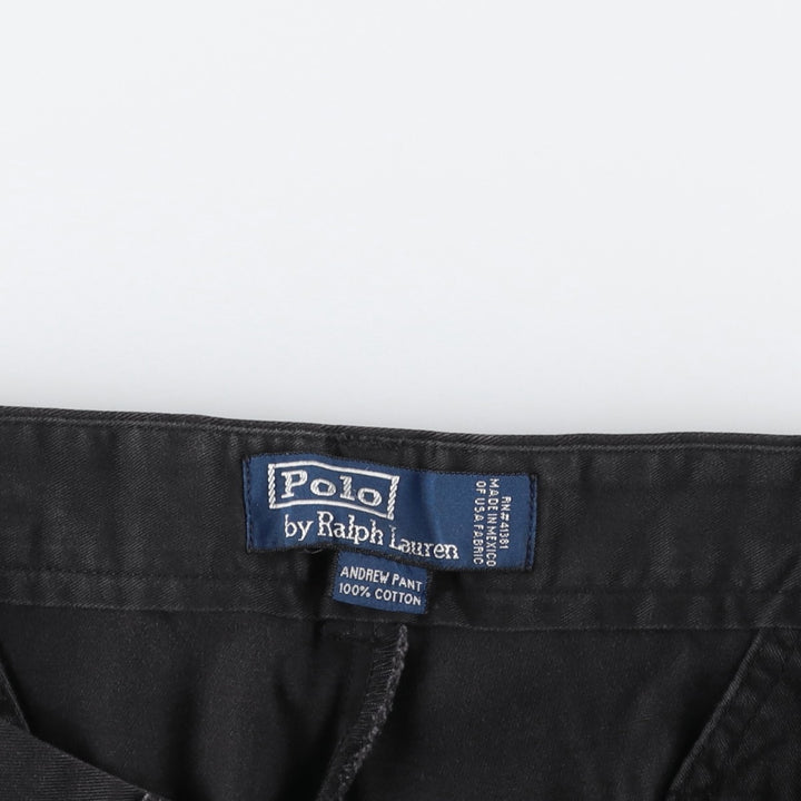 Ralph Lauren POLO by Ralph Lauren ANDREWPANT Two-Pleat Chino Pants, Men's Size W36 (approx.) cotton black type Vintage Second Hand