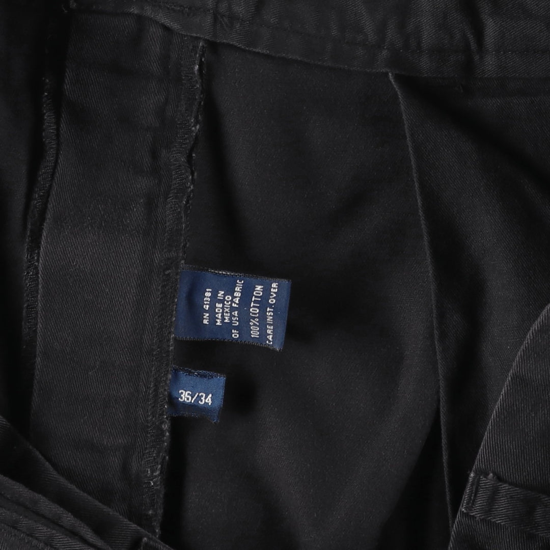 Ralph Lauren POLO by Ralph Lauren ANDREWPANT Two-Pleat Chino Pants, Men's Size W36 (approx.) cotton black type Vintage Second Hand