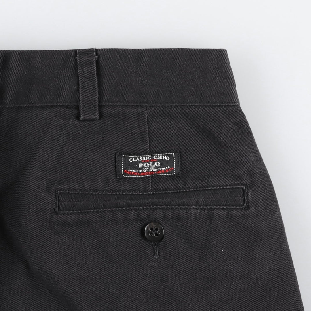 Ralph Lauren POLO by Ralph Lauren ANDREWPANT Two-Pleat Chino Pants, Men's Size W36 (approx.) cotton black type Vintage Second Hand