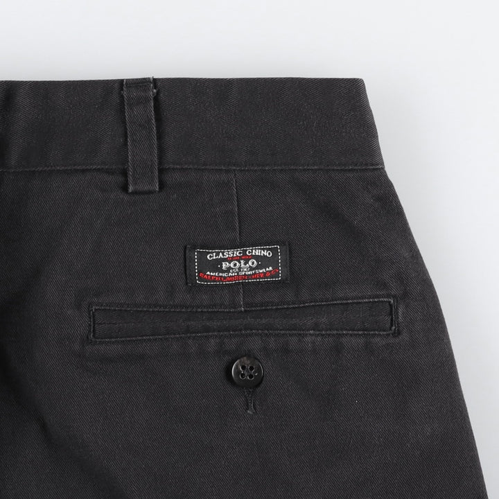 Ralph Lauren POLO by Ralph Lauren ANDREWPANT Two-Pleat Chino Pants, Men's Size W36 (approx.) cotton black type Vintage Second Hand