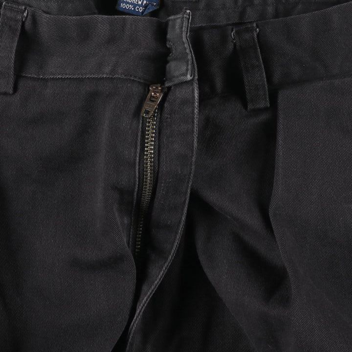 Ralph Lauren POLO by Ralph Lauren ANDREWPANT Two-Pleat Chino Pants, Men's Size W36 (approx.) cotton black type Vintage Second Hand
