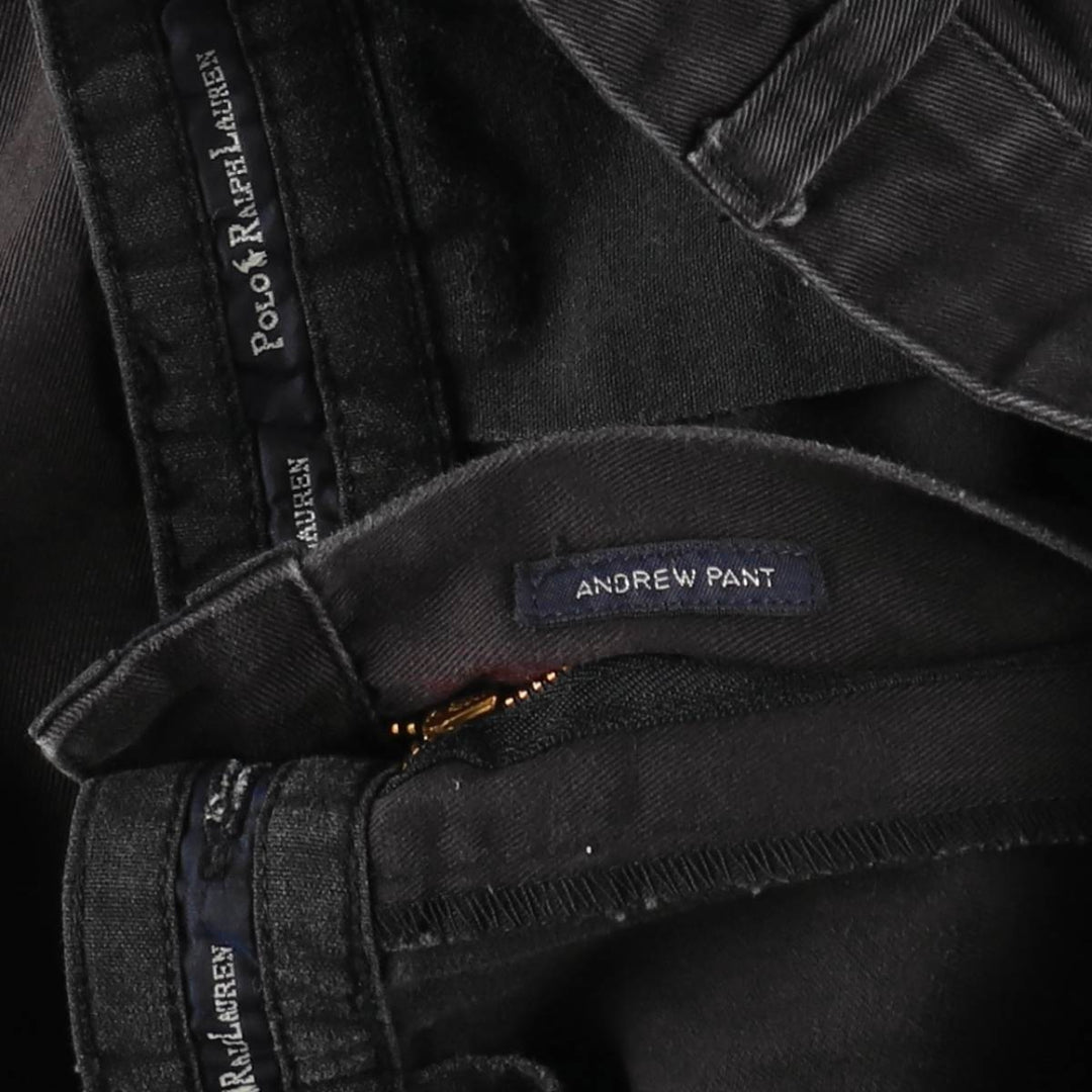 Ralph Lauren Polo Ralph Lauren Andrew Pant Two-pleat Chino Pants Men's W35 cotton black type Vintage Second Hand